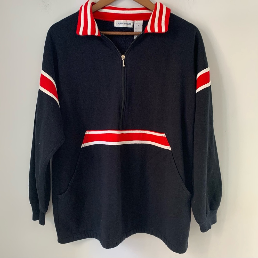 Lauren Brooke Vintage Half Zip Drop Shoulder Pullover Womens Medium with flaws